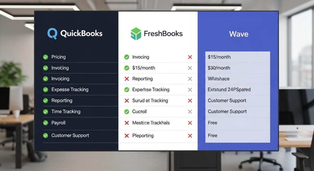 QuickBooks vs FreshBooks vs Wave